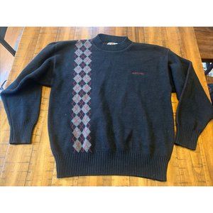 Lions Pride M Mens Vintage Argyle Black Sweater Pullover